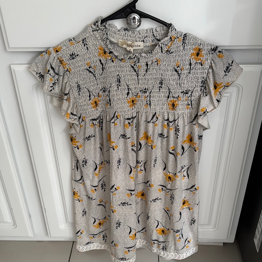 Rewind Black and Gold Flutter Sleeve Blouse